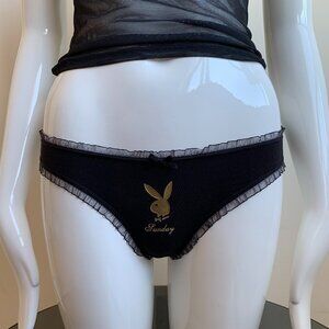 Playboy set of 3 Lingerie black weekend logo bunny lace thong underwear